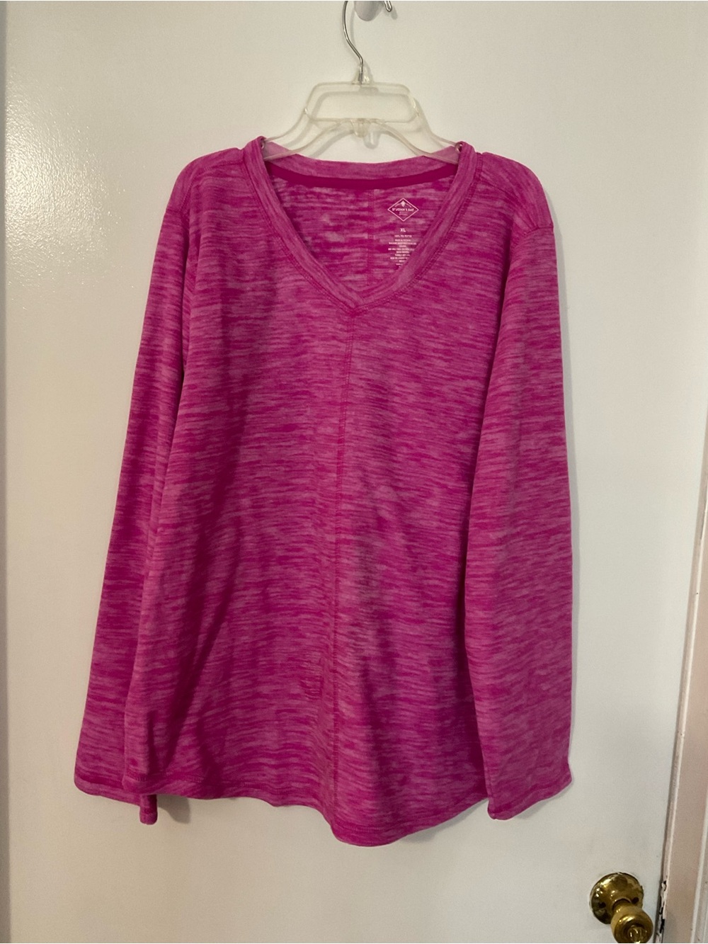 St. John's Bay Pink Heather V-Neck Long Sleeve Top